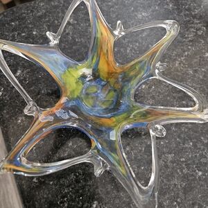 Vintage Murano Style Starburst Nebula Glass Dish